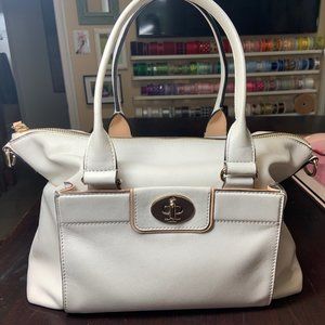 Kate Spade Leather Ivory/White/Cream/Beige Satchel twist lock gold tone hardware